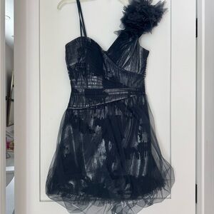 BCBG Max Azria Metallic One-Shoulder Cocktail Dress - Size 2